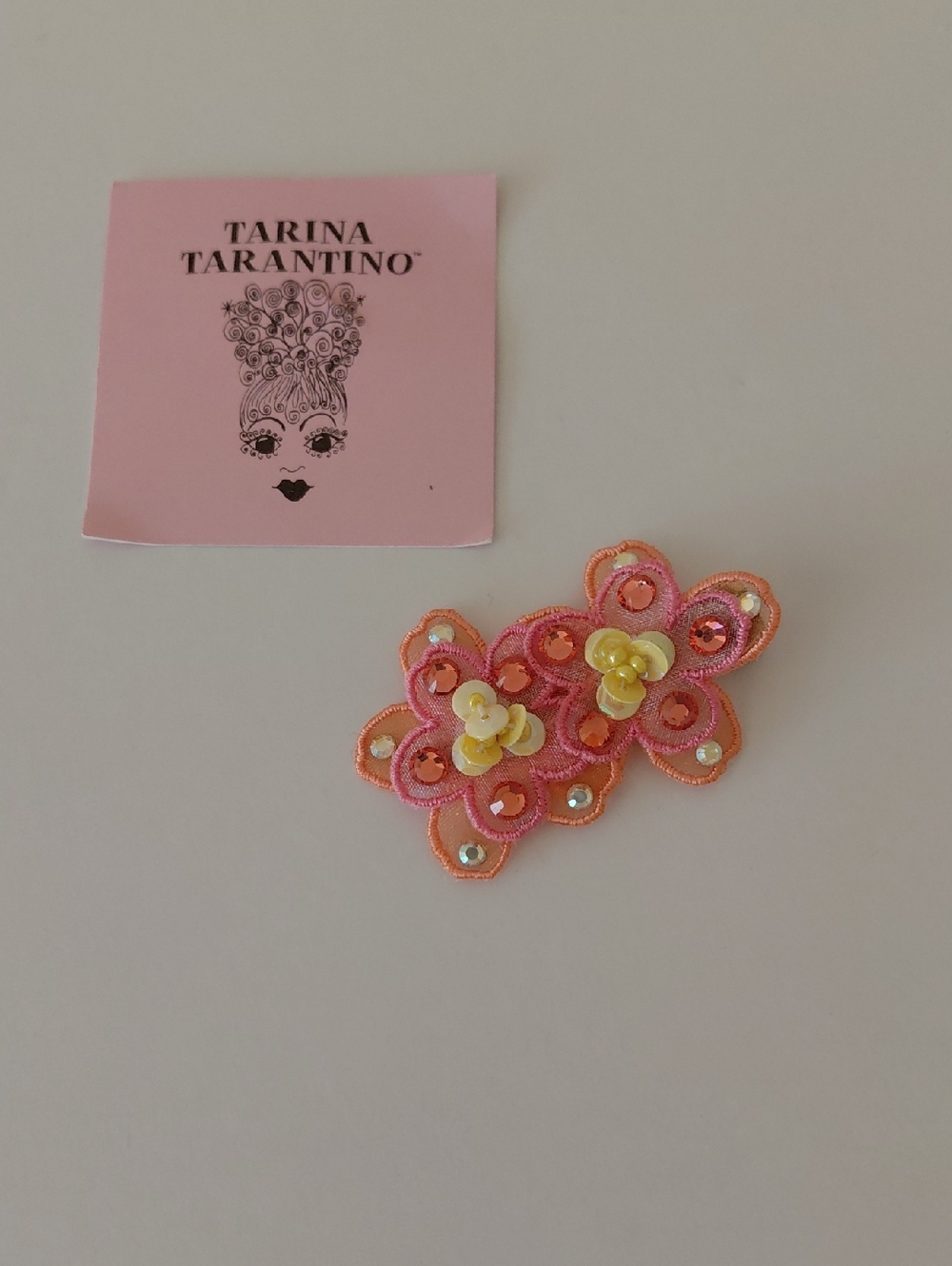 Tarina Tarantino Pink and Yellow Sequin Floral Hair Accessory